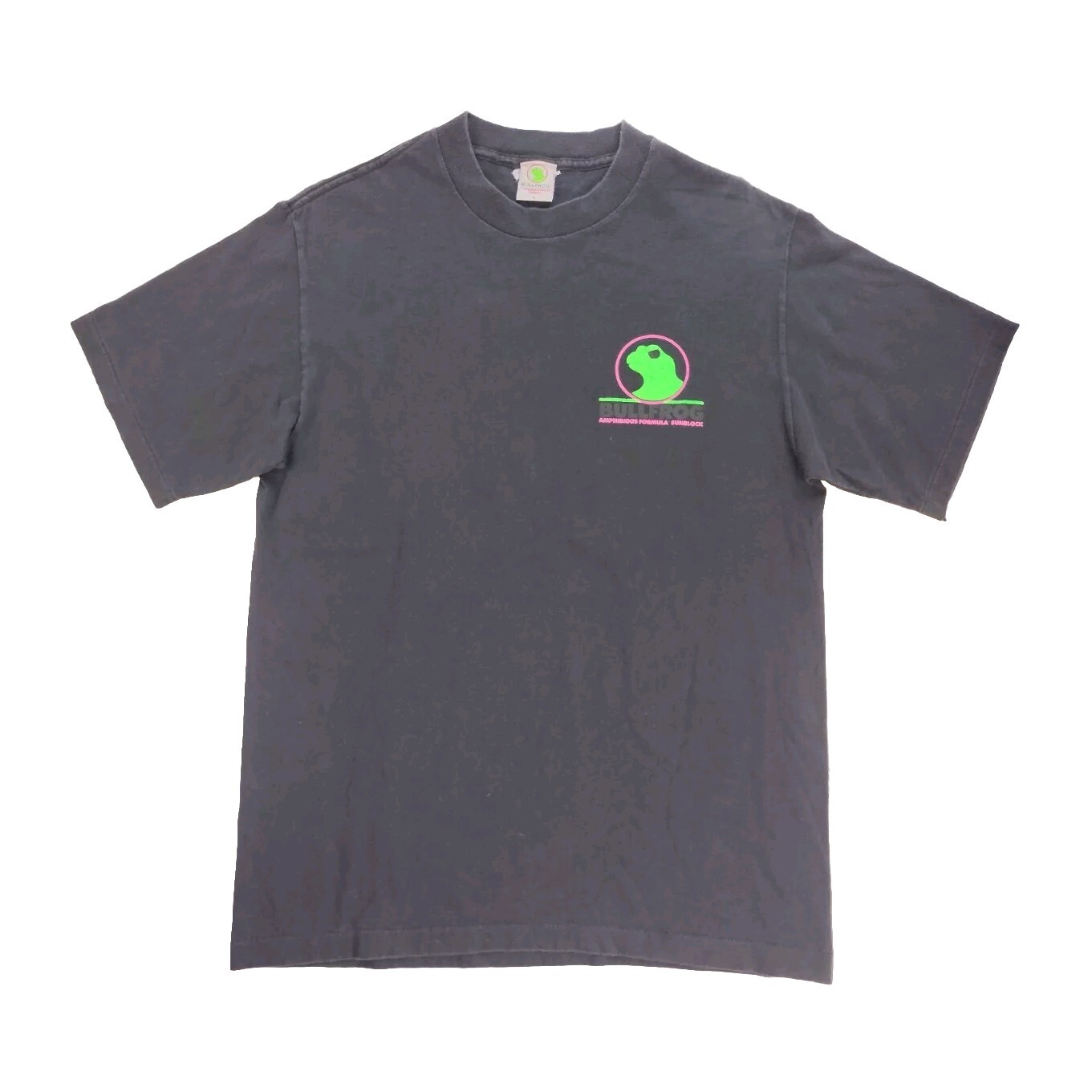Vtg 90’s Bullfrog Amphibious Formula Sunblock Neon Shark Hunt Size Large T-Shirt