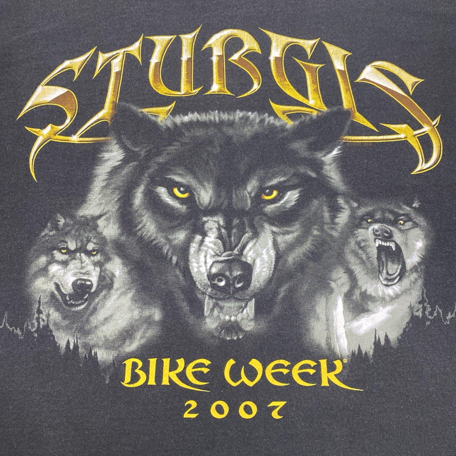 Vintage Sturgis shirt Mens XL Wolf pack graphic Bike Week 2007 Y2K short sleeve gallery
