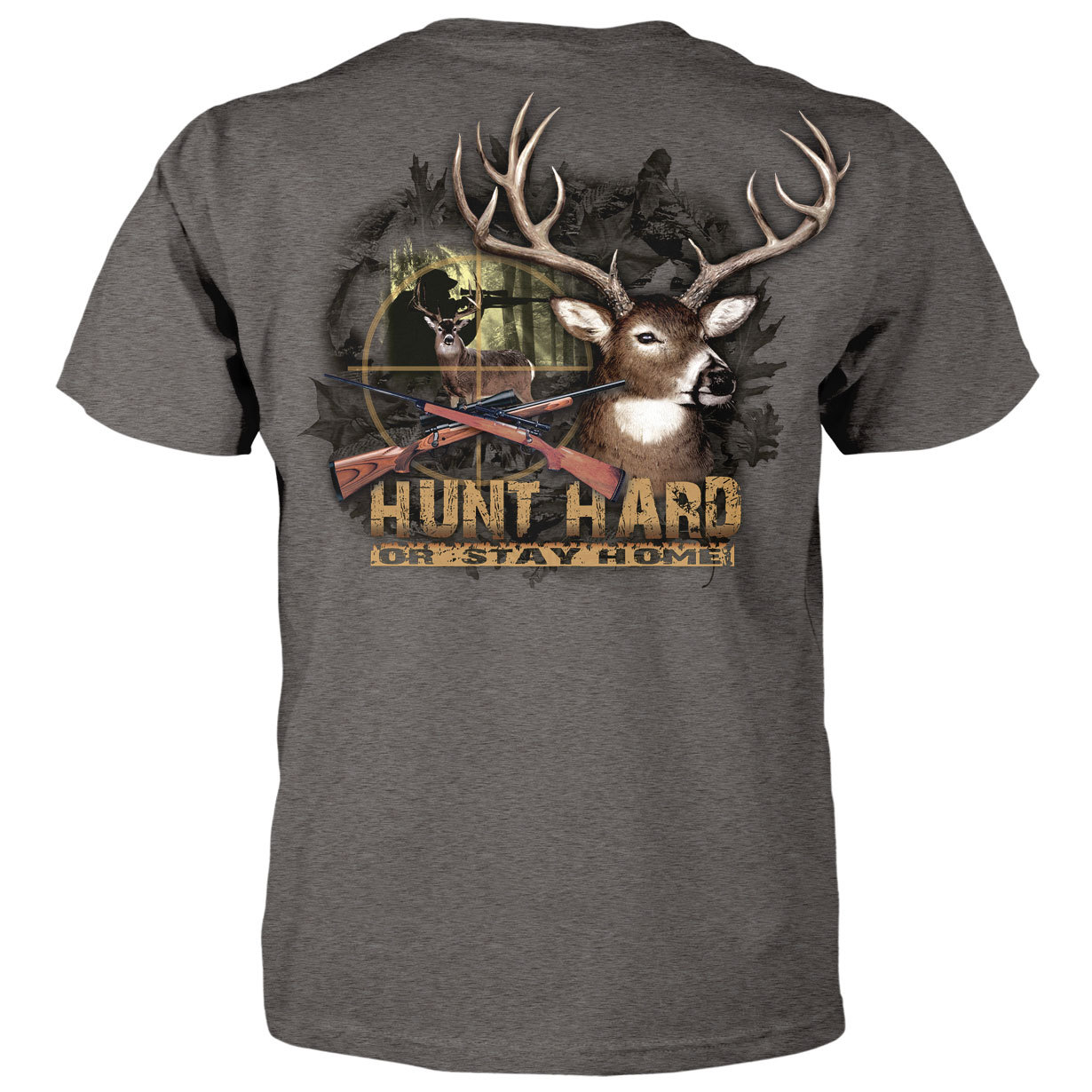Hunt Hard or Stay Home - Deer Hunting T-Shirt - Nature Wildlife Hunter Funny Tee gallery