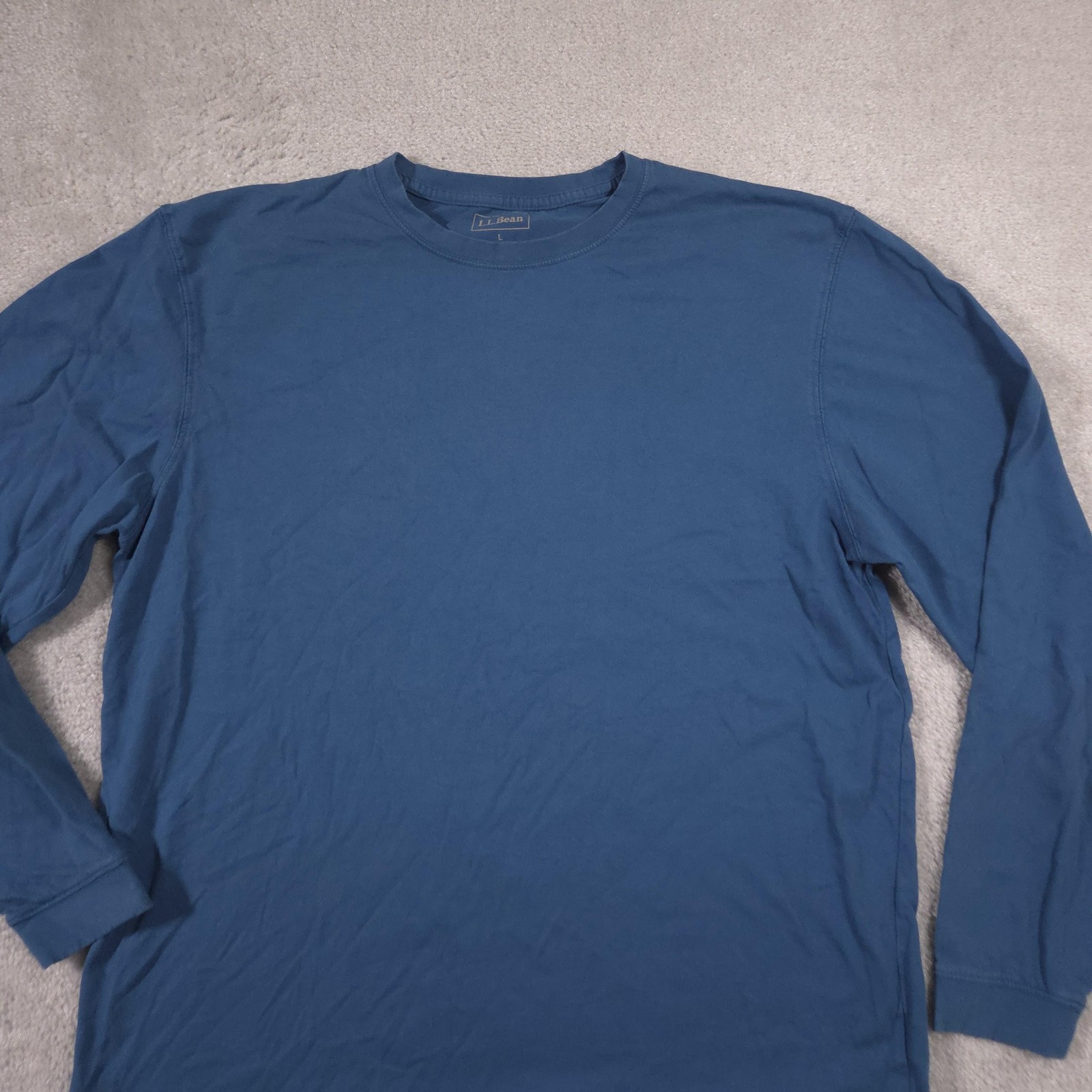 L.L. Bean Shirt Mens Large Tall Blue Long Sleeve Crewneck Tagless Tee Casual gallery
