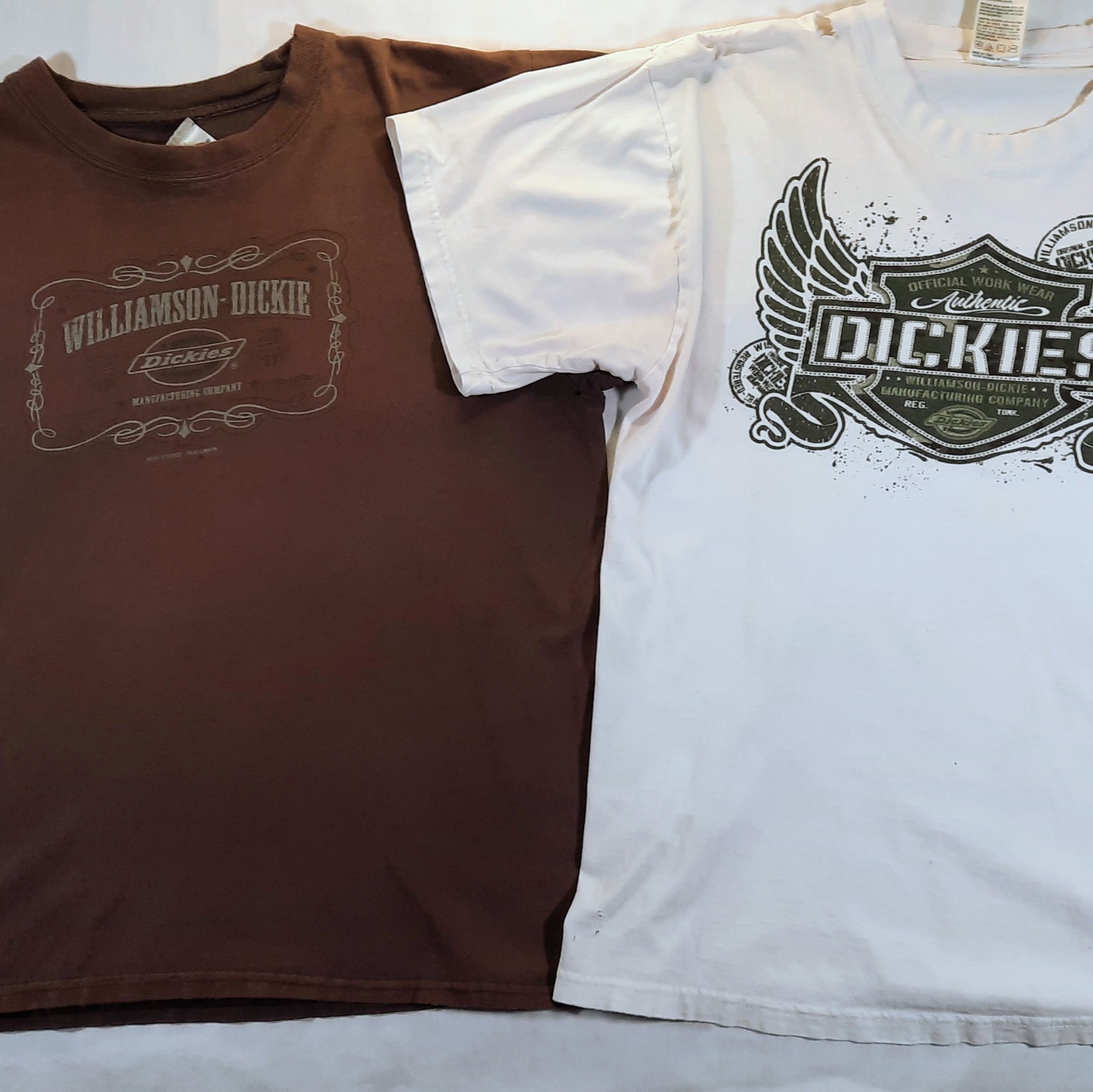 *Holes* 2 Genuine Dickies T-Shirts Mens L 42 44 Round Neck Graphic Tees gallery