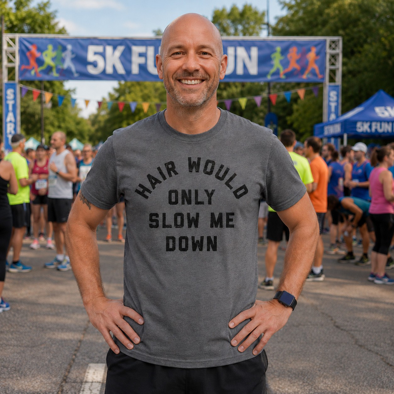 Mens Funny T Shirts Hair Would Only Slow Me Down Sarcastic Bald Graphic Novelty gallery