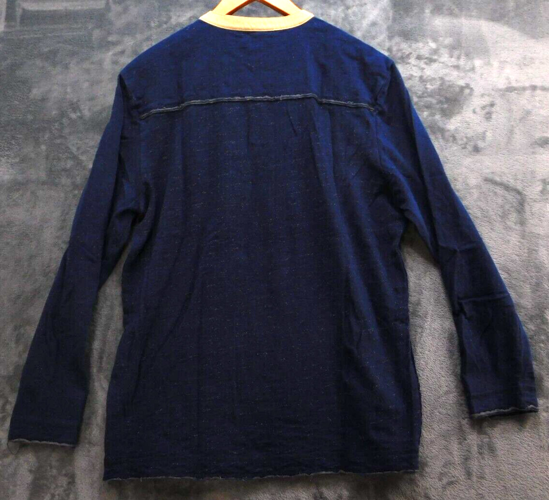Johnston & Murphy Shirt Mens Large Navy Henley Long Sleeve Contrast Trim gallery