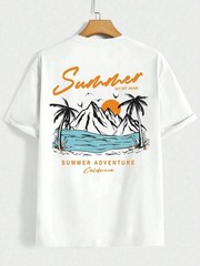 Unisex Summer Set Off Again Beach Printed Short Sleeved Cotton T-Shirt top tee