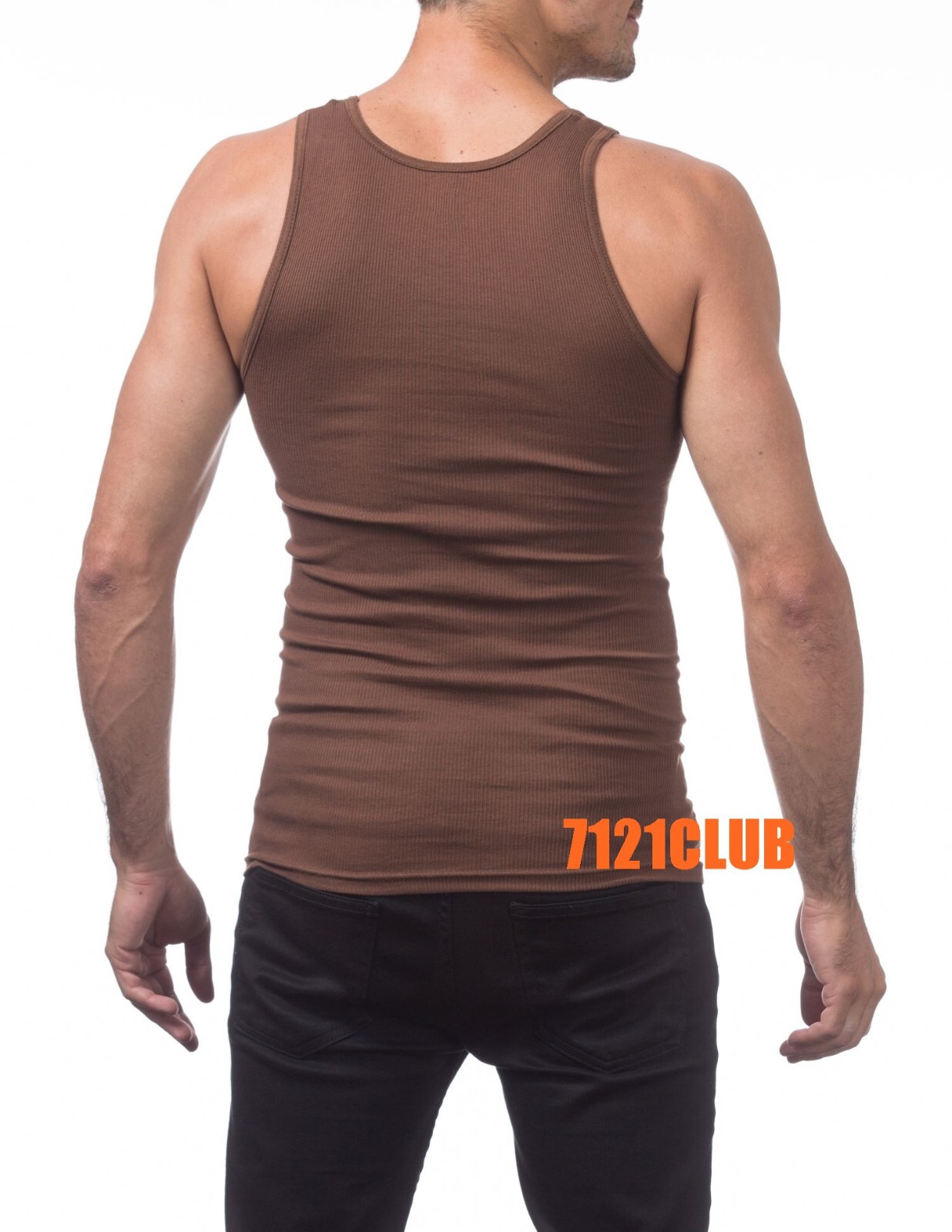 Lot 2 PRO CLUB A SHIRTS TANK TOP BROWN ProClub Mens Wife Beater Undershirt S-7XL gallery
