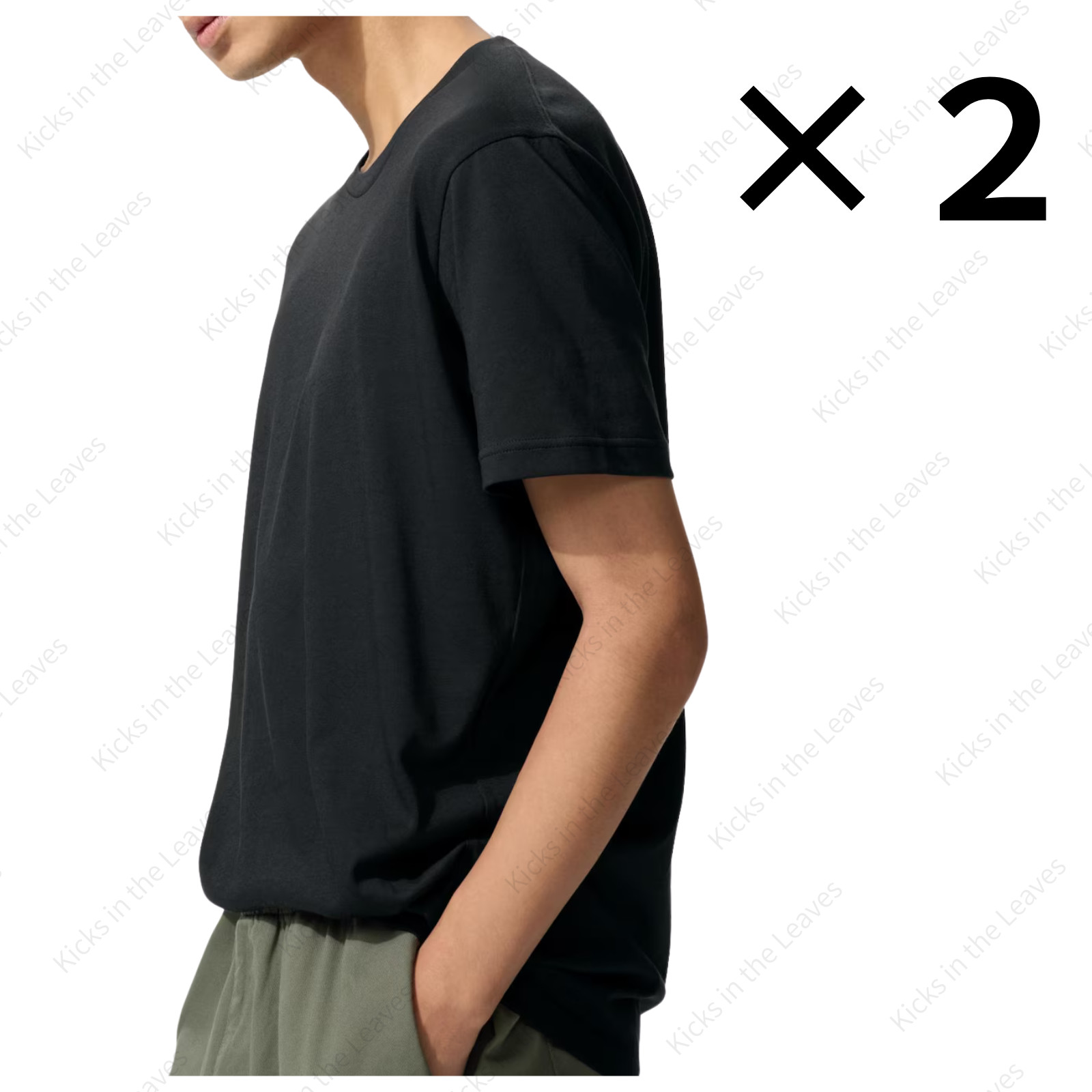 [2PCS SAME COLOR] UNIQLO Dry collar crew neck T-shirt XS-4XL 16Colors Unisex NWT