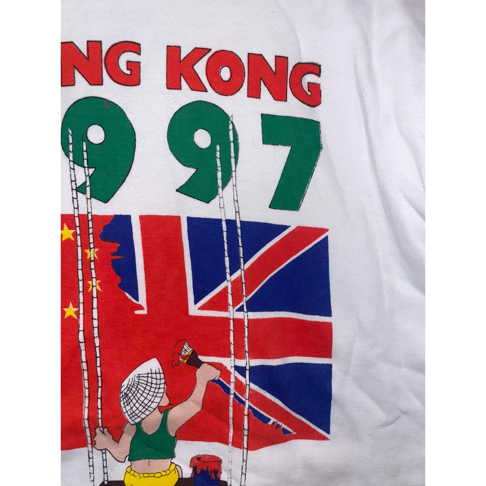 Vintage Hong Kong Independence Shirt 100 Years Flag Graphic White Large Tee VTG gallery