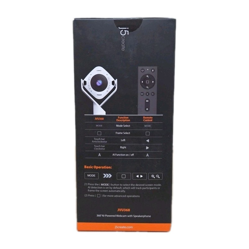 J5Create JVU368 360 Degree AI Powered Conference Camera With Speakerphone