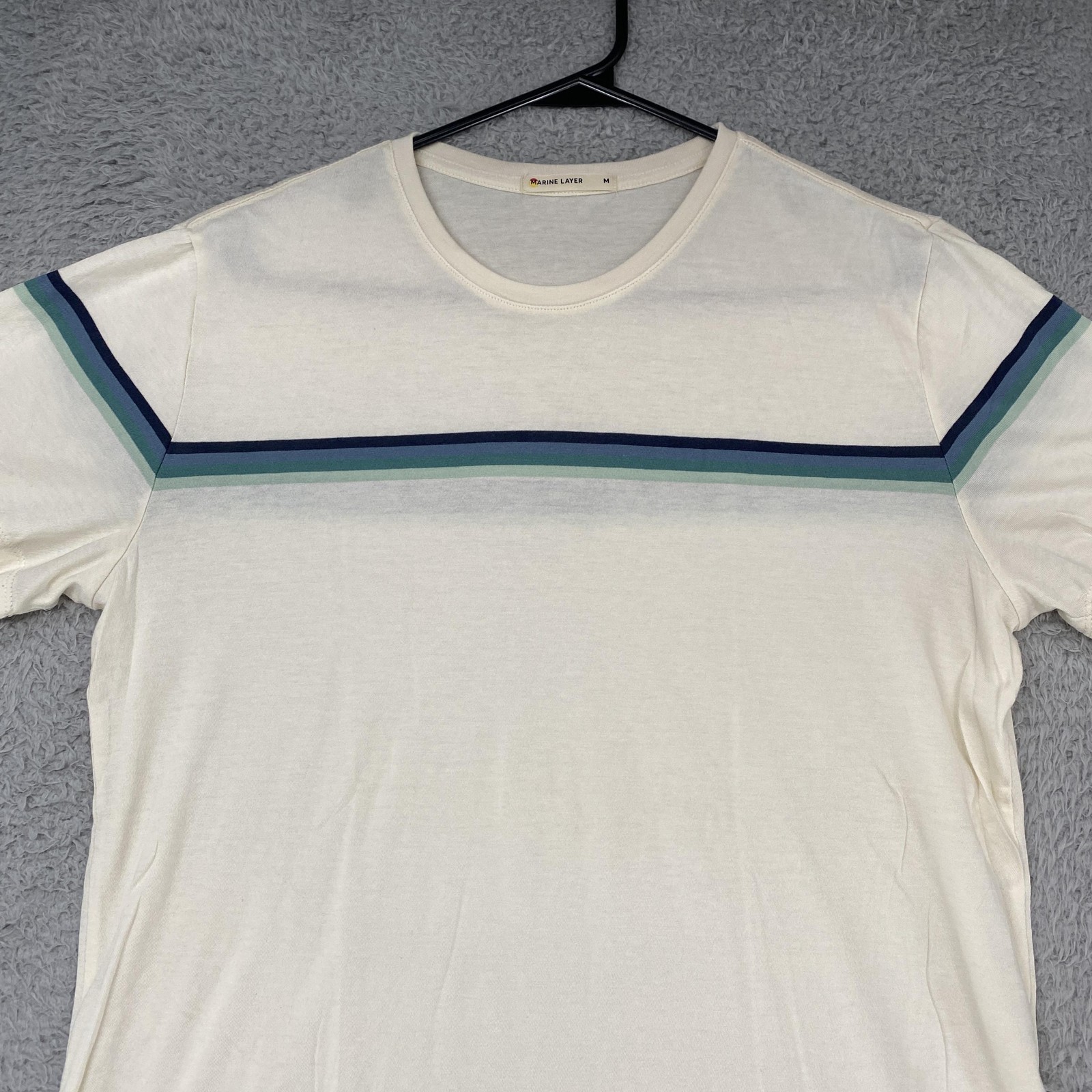 Marine Layer Shirt Mens Medium White Stripe Crewneck Tee Soft Lightweight gallery