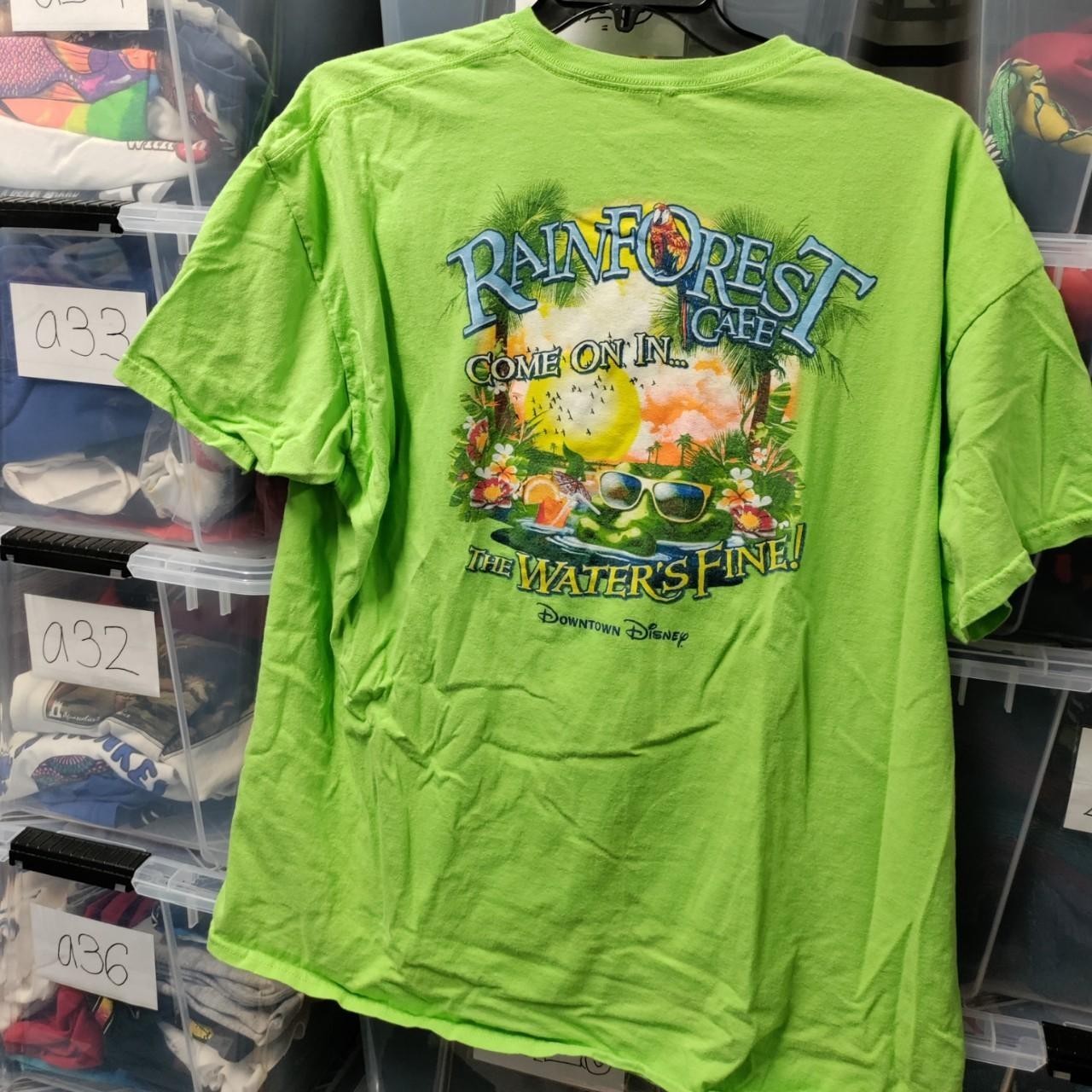 vintage rainforest cafe shirt Disney The Waters Fine Tee Green Wear 2xl A257