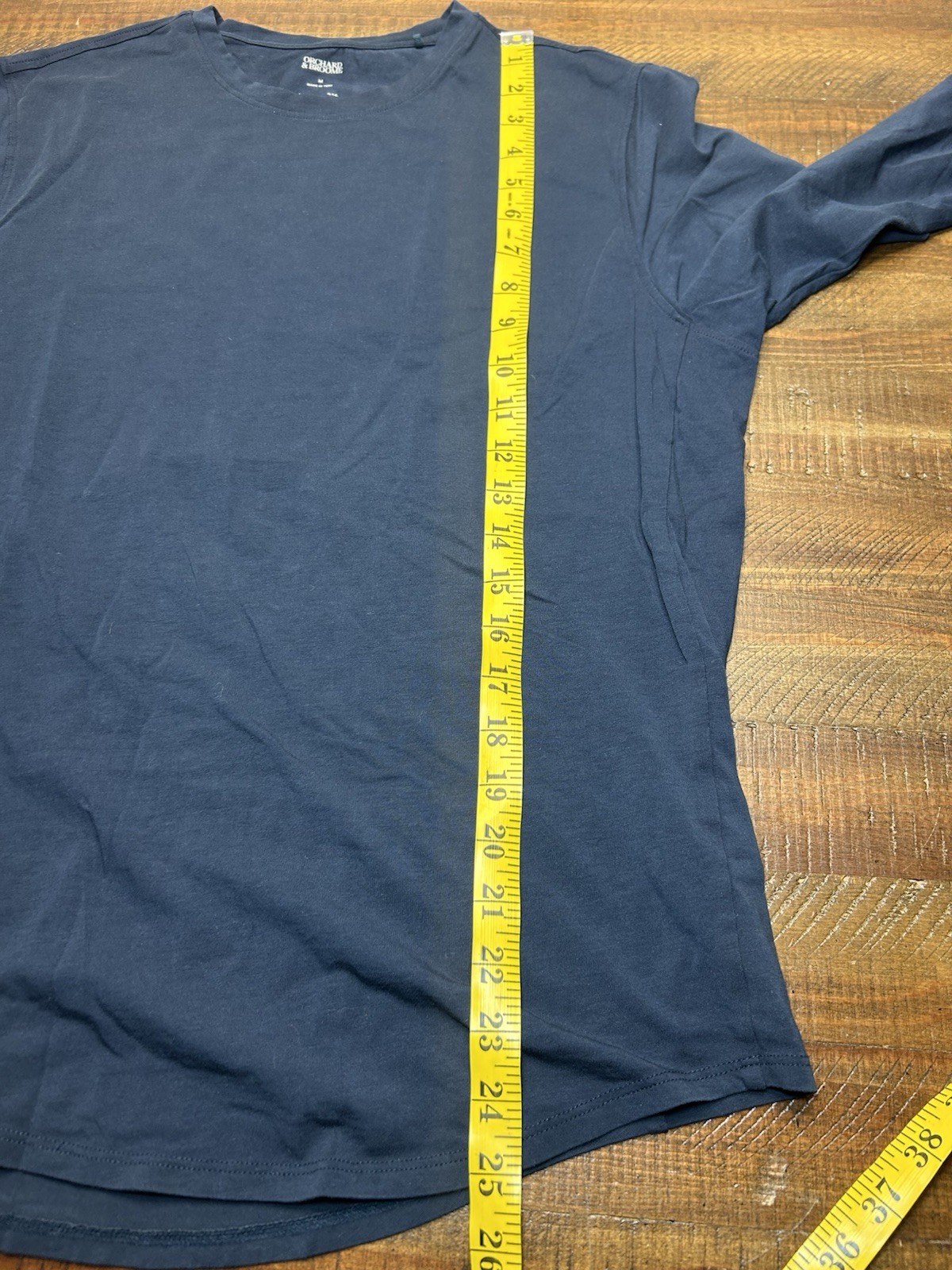 Orchard & Broome Peru Pima Cotton Stretch Tee Medium Navy Blue Designer gallery