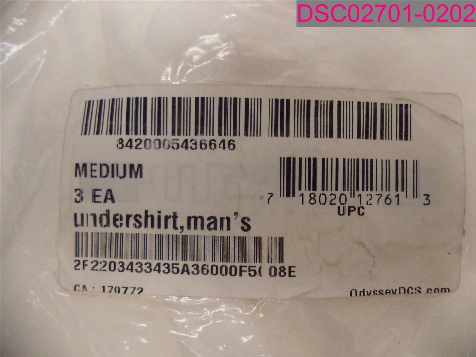 3 Pack OdysseyDCS Men’s White Medium Undershirts Short Sleeve
