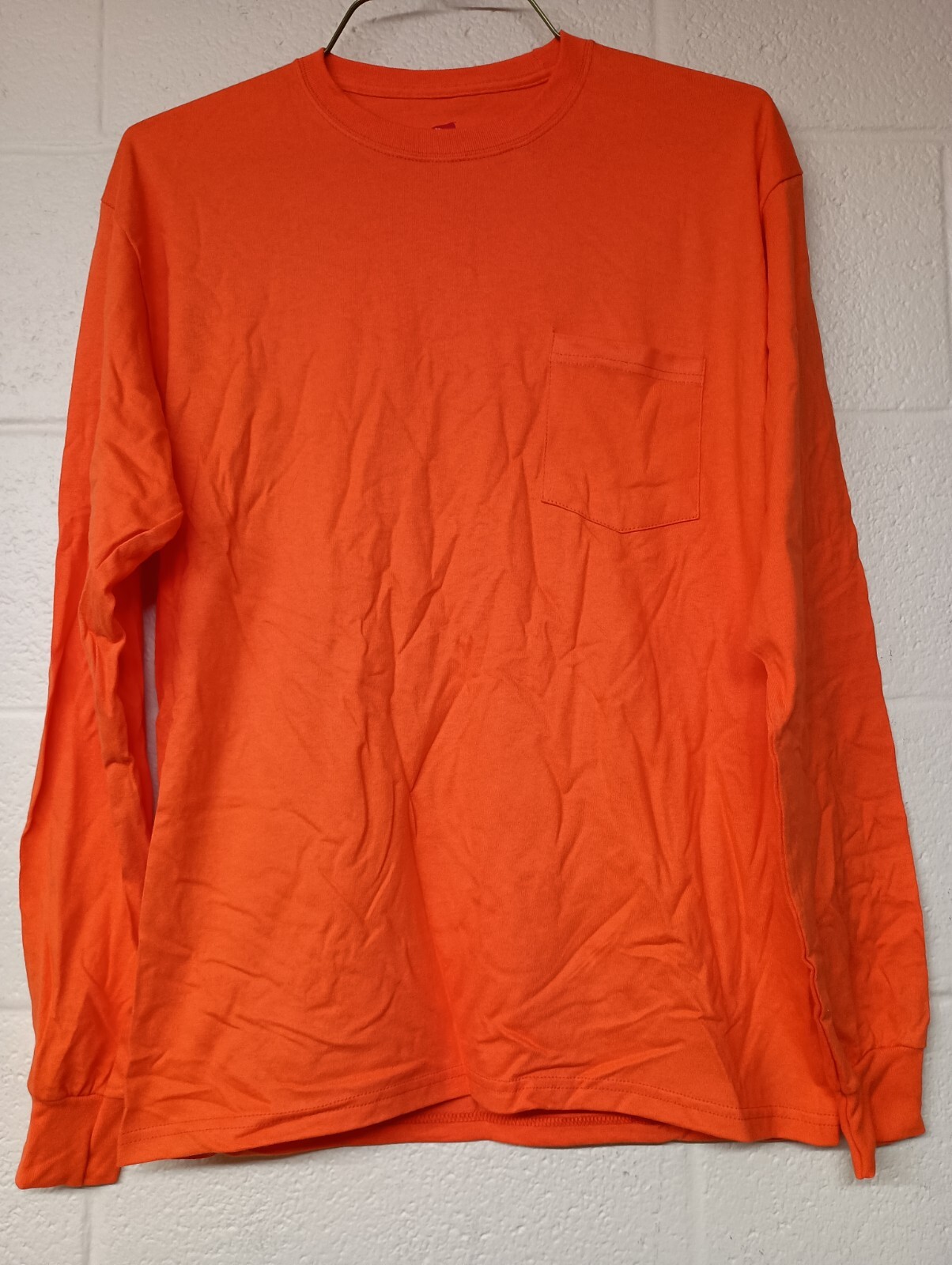 Hanes Tagless Safety Orange Long Sleeve T Shirt Men's Medium New gallery