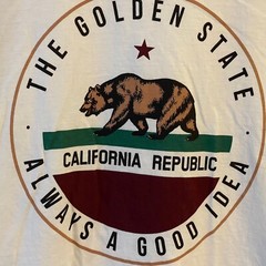 Golden State California Bear Graphic 3/4 Long Sleeve T-Shirt White & Brown Large