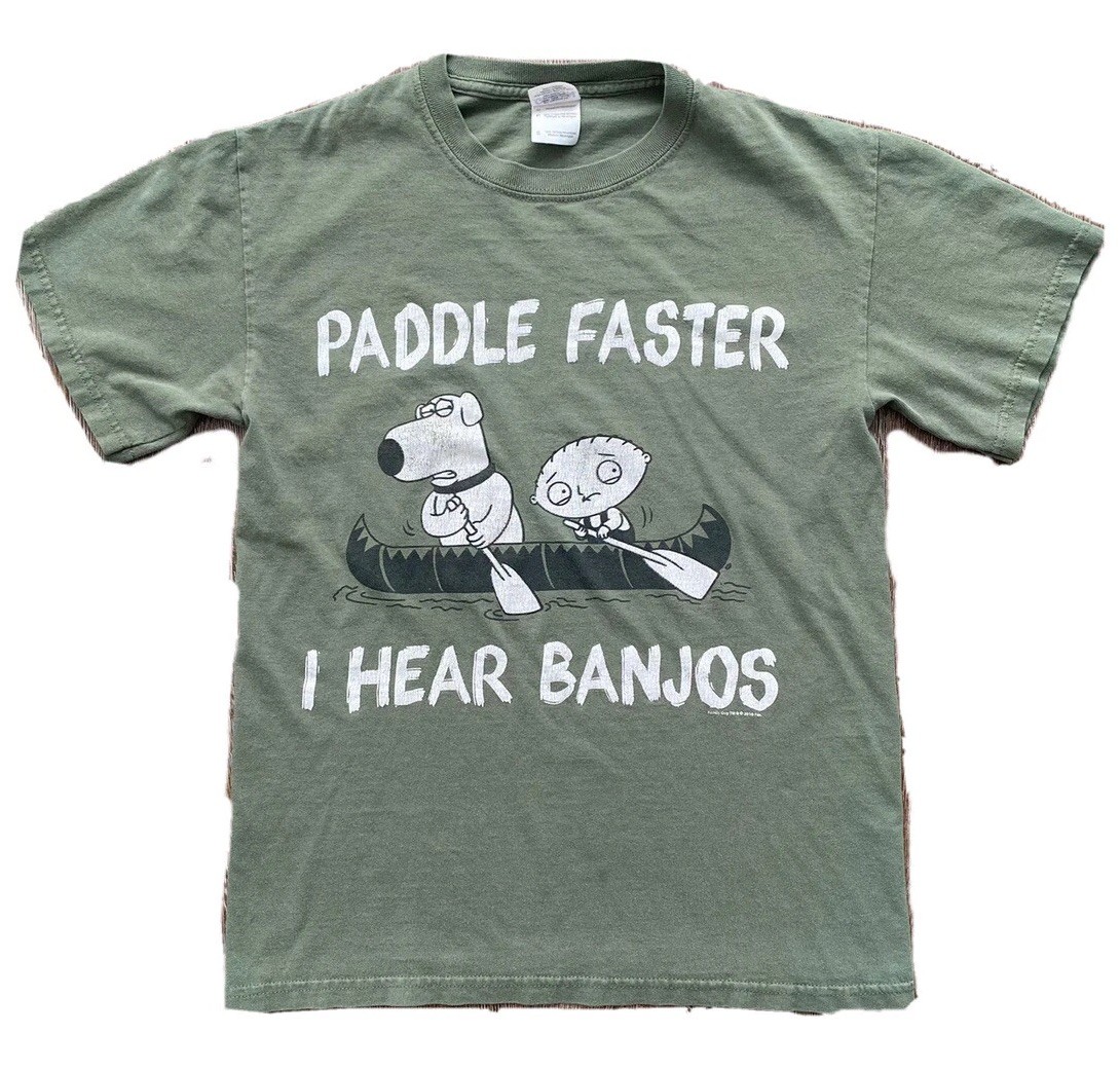 Family Guy 2010 "Paddle Faster I Hear Banjos" Green Tee Men's Small Used gallery