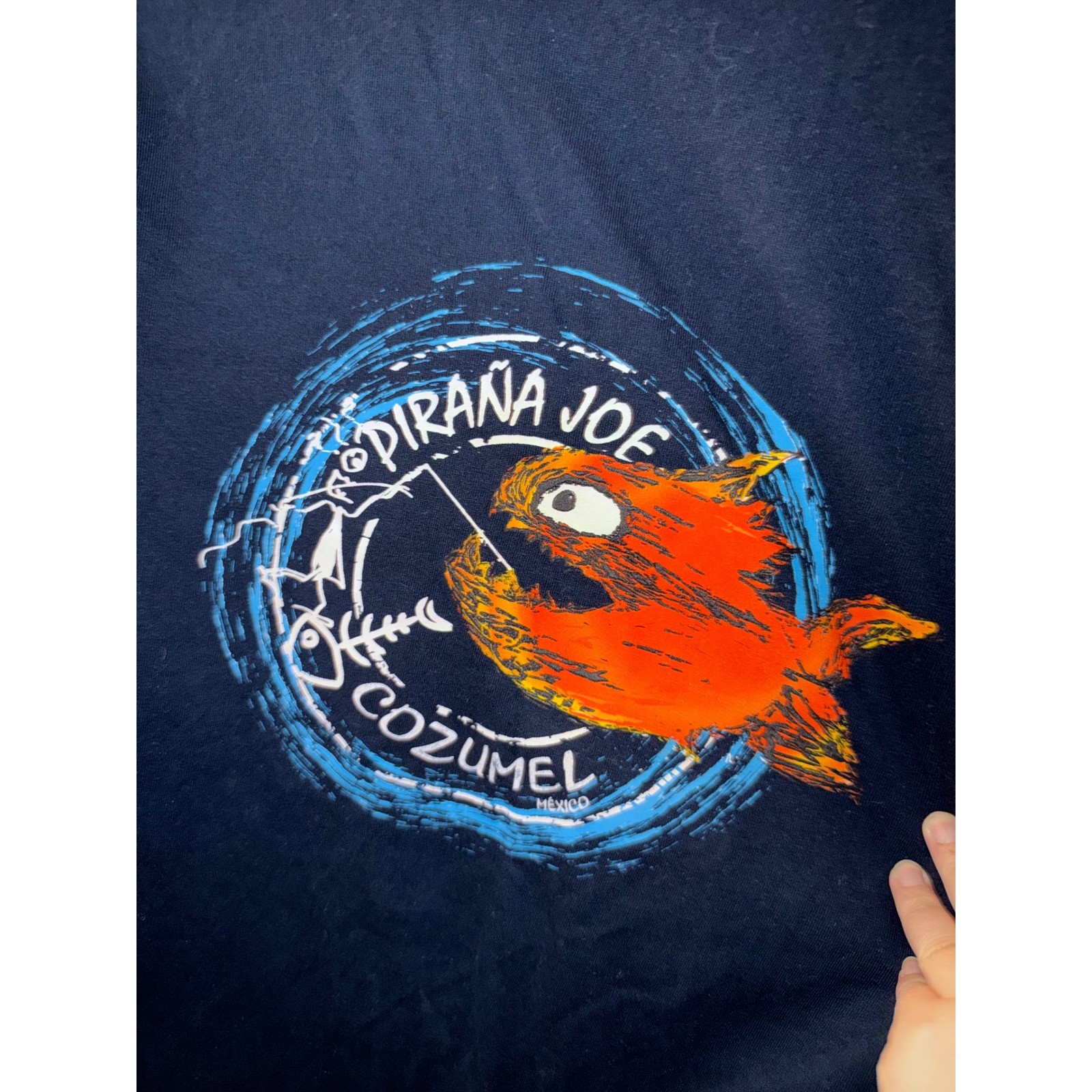 Piranha Joe Cozumel Long Sleeve Graphic T-Shirt Navy Blue Mexico Charm gallery