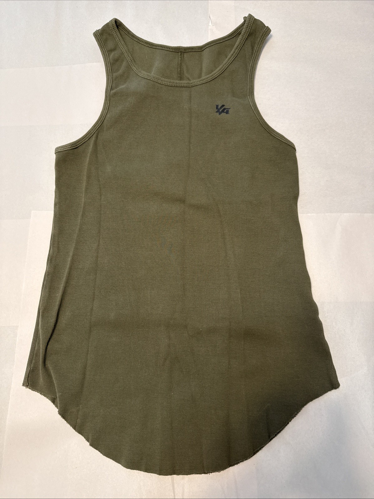 YoungLA Ribbed Tank Top Mens M Dark Green Athletic Performance Gym