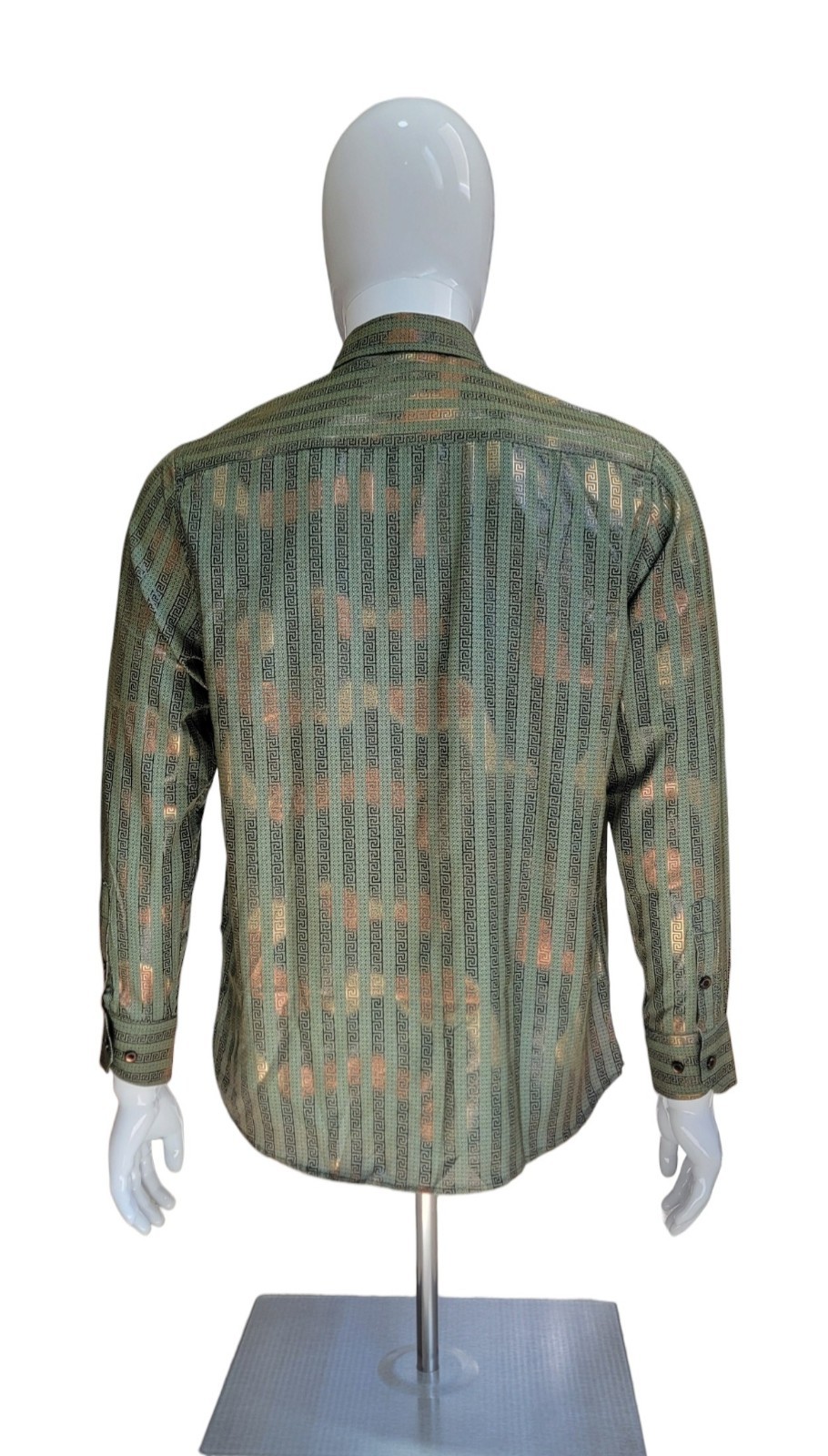 Men's Italian Fashion Long Sleeves Buttom-Up Metallic Green Olive Bronze Shirt gallery