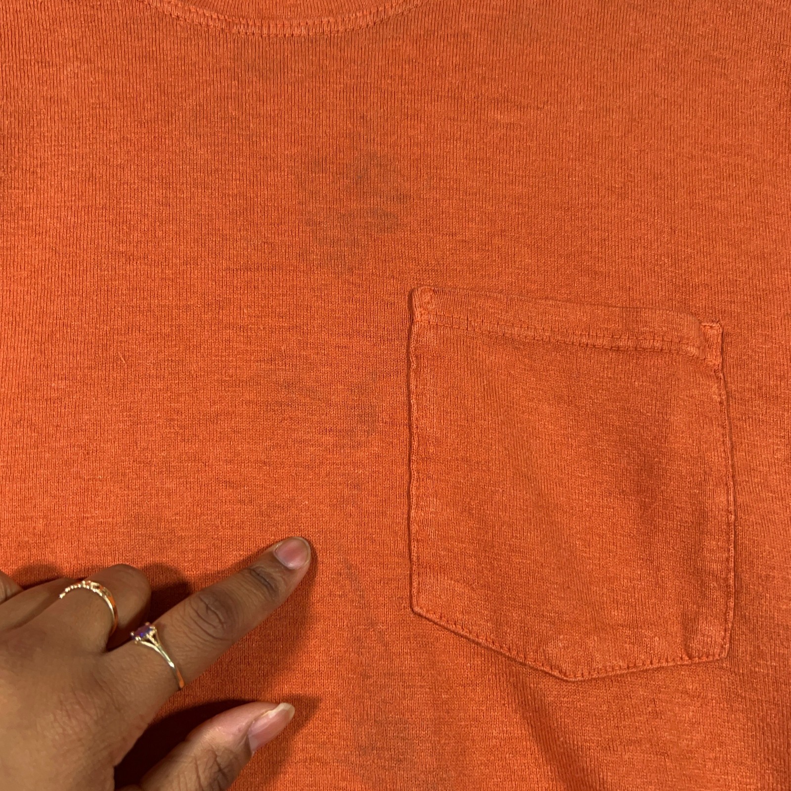 Jungmaven Shirt Mens Medium Orange Solid Pocket Tee Hemp Blend USA Made gallery