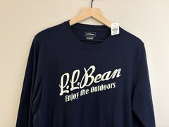 Men’s LL.Bean Long-Sleeve Graphic Tee in deep navy blue size Medium Short NWT