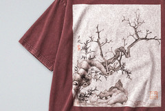 100% Cotton Tee – Unisex Retro Oversized Fit – Chinese Botanical Print