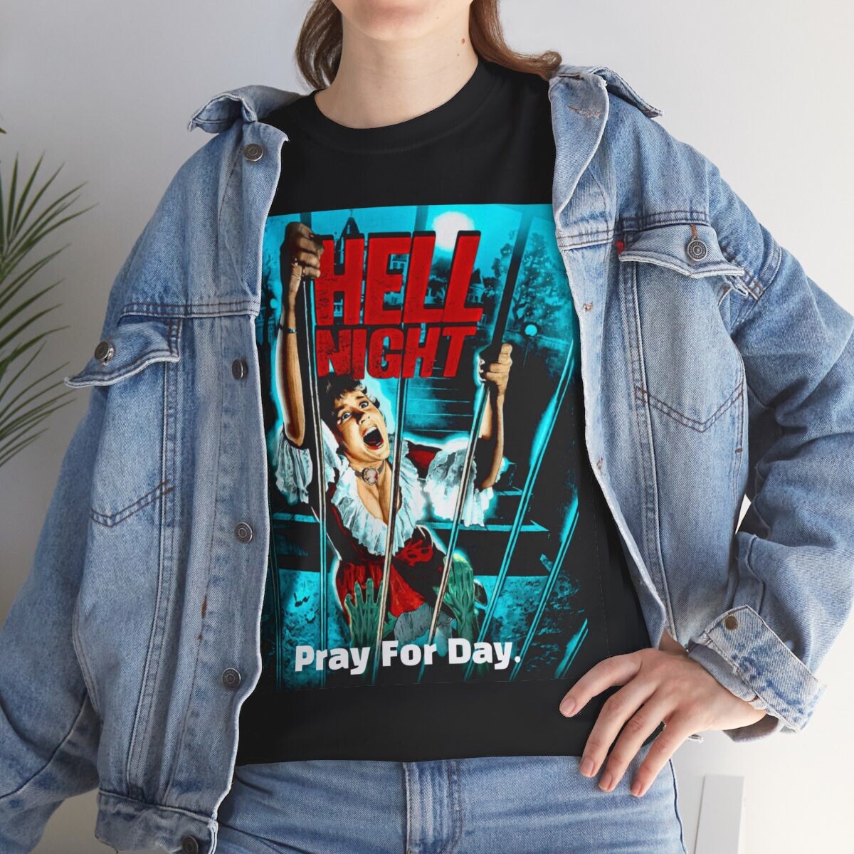 Hell Night T Shirt - Linda Blair - 80's Horror Classic Halloween Retro Tee - New gallery