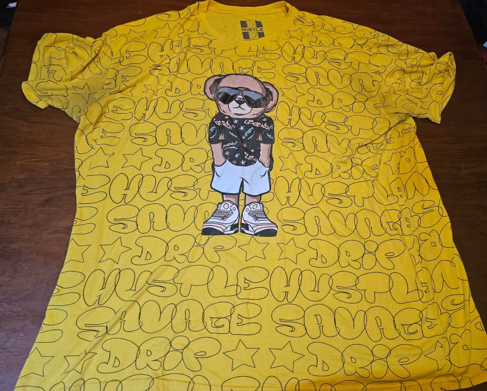 Hustle Bear Legend Yellow Tshirt Size 5XL