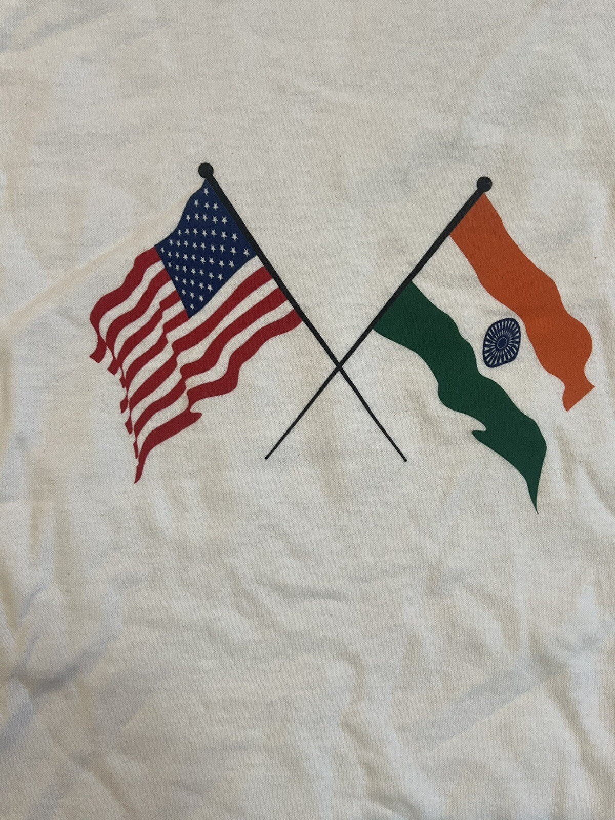 Vintage USA & India Flags T Shirt Never Worn Or Washed Ex+++ gallery