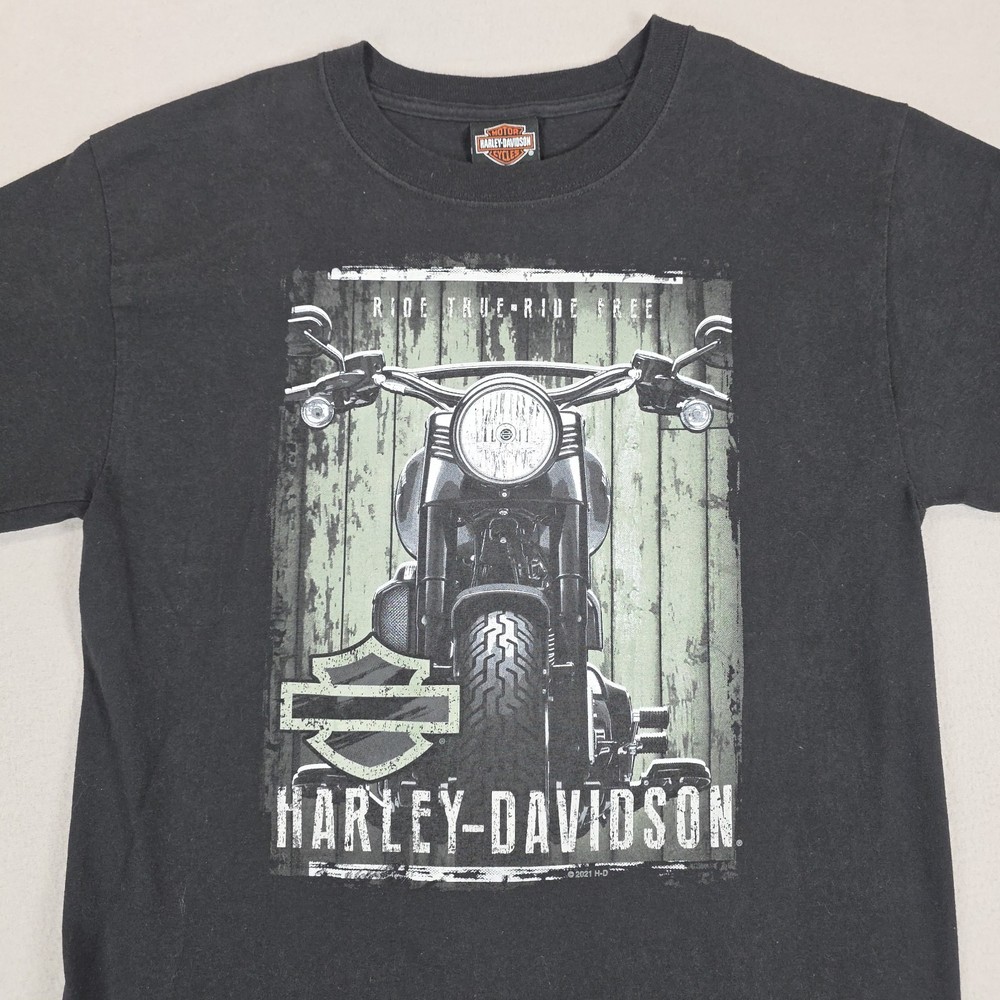 Harley Davidson Graphic T-Shirt Mens Medium Tall Black Antique Motorcycle Mexico