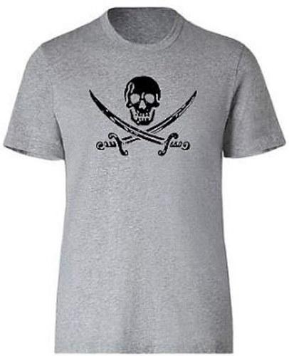 Jack Rackham Mens Gray Pirate T Shirt S – 5XL Jolly Roger skull swords punk tee