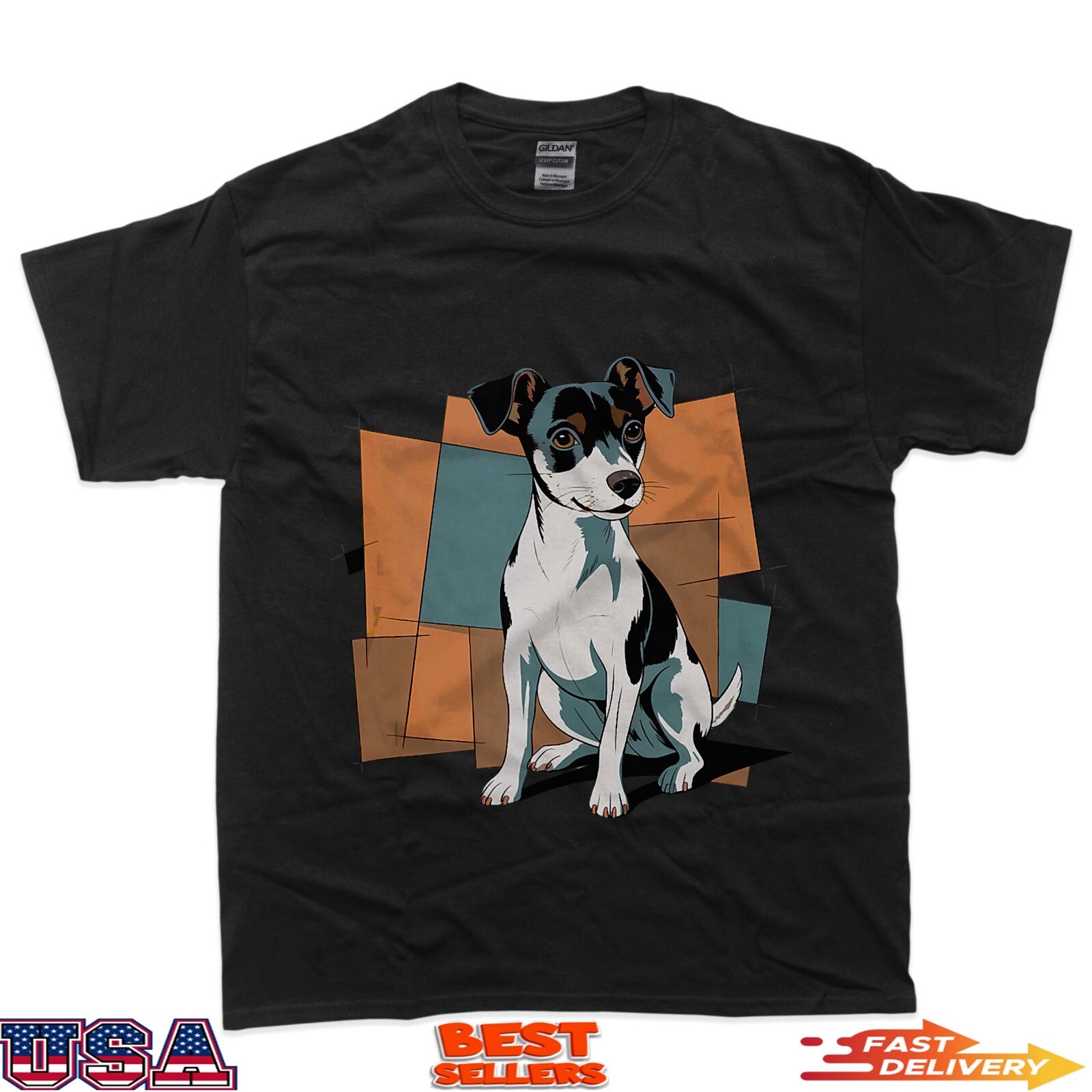 Funny Rat Terrier Puppy Dog Abstract Art Cartoon T-Shirt gallery