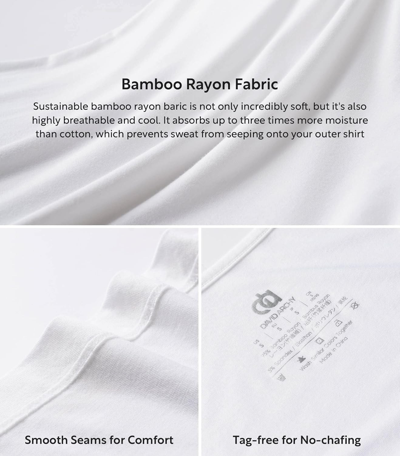 DAVID ARCHY Men Tank Top Bamboo Rayon Undershirts Tank Shirt Moisture-Wicking gallery