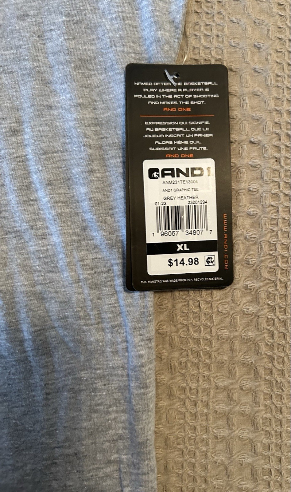 NEW With Tags AND1 Basketball Retro Style Gray Graphic T-Shirt Men’s XL gallery