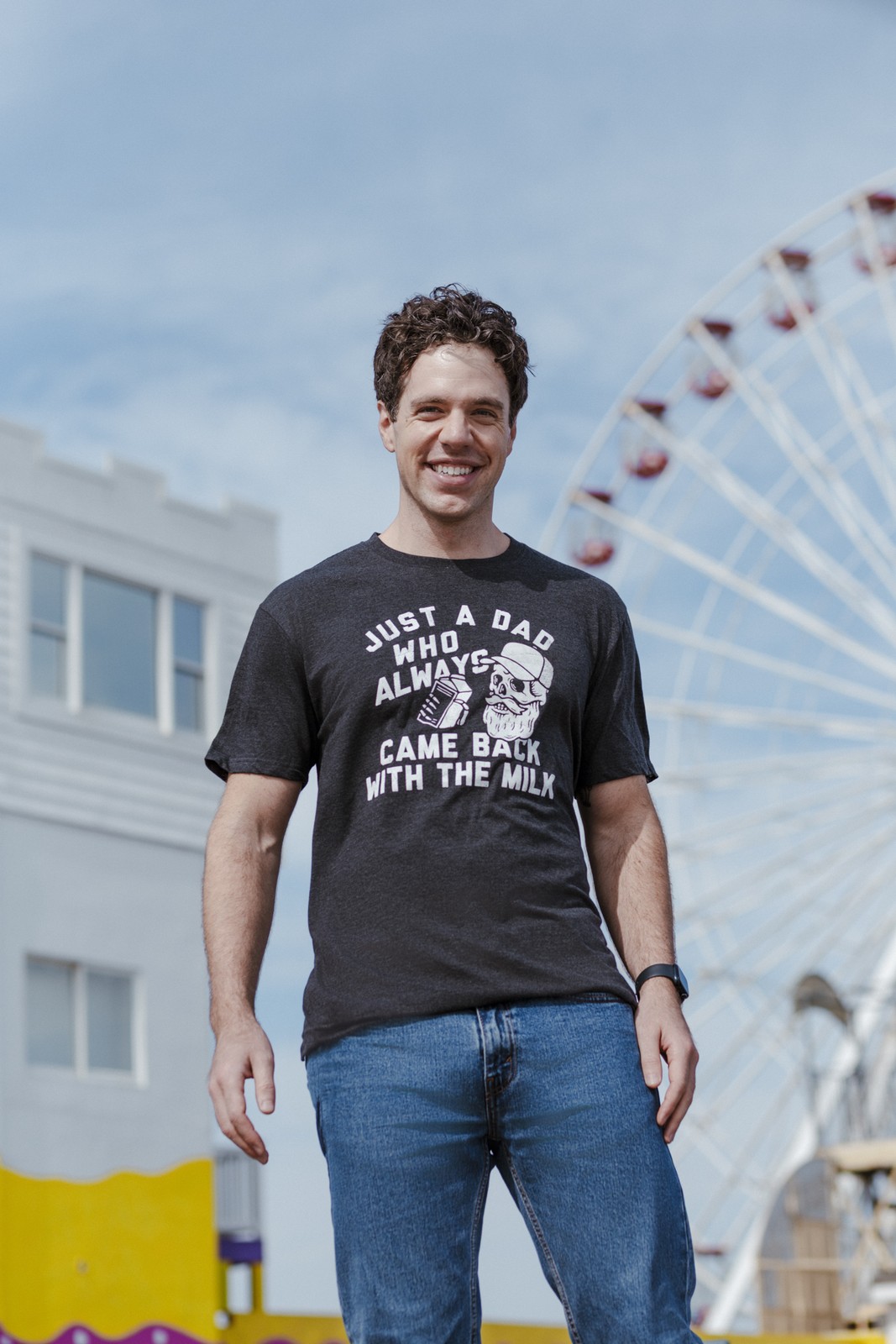 Mens Funny T Shirts Just A Dad Who Always Came Back With The Milk Sarcastic gallery