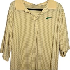 Peter Millar Vintage Tag Yellow Striped Polo Shirt with Textured Fabric XXL