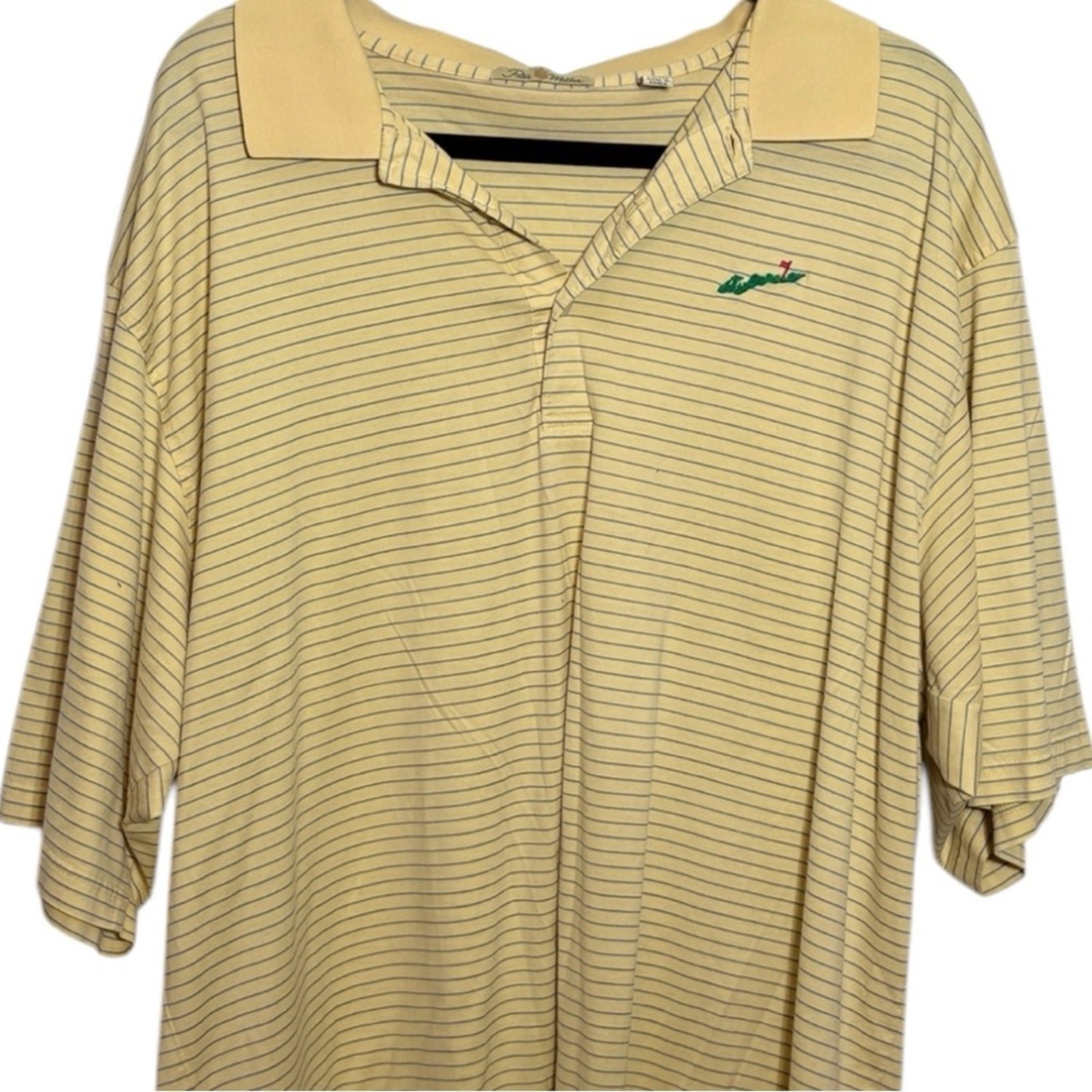 Peter Millar Vintage Tag Yellow Striped Polo Shirt with Textured Fabric XXL gallery