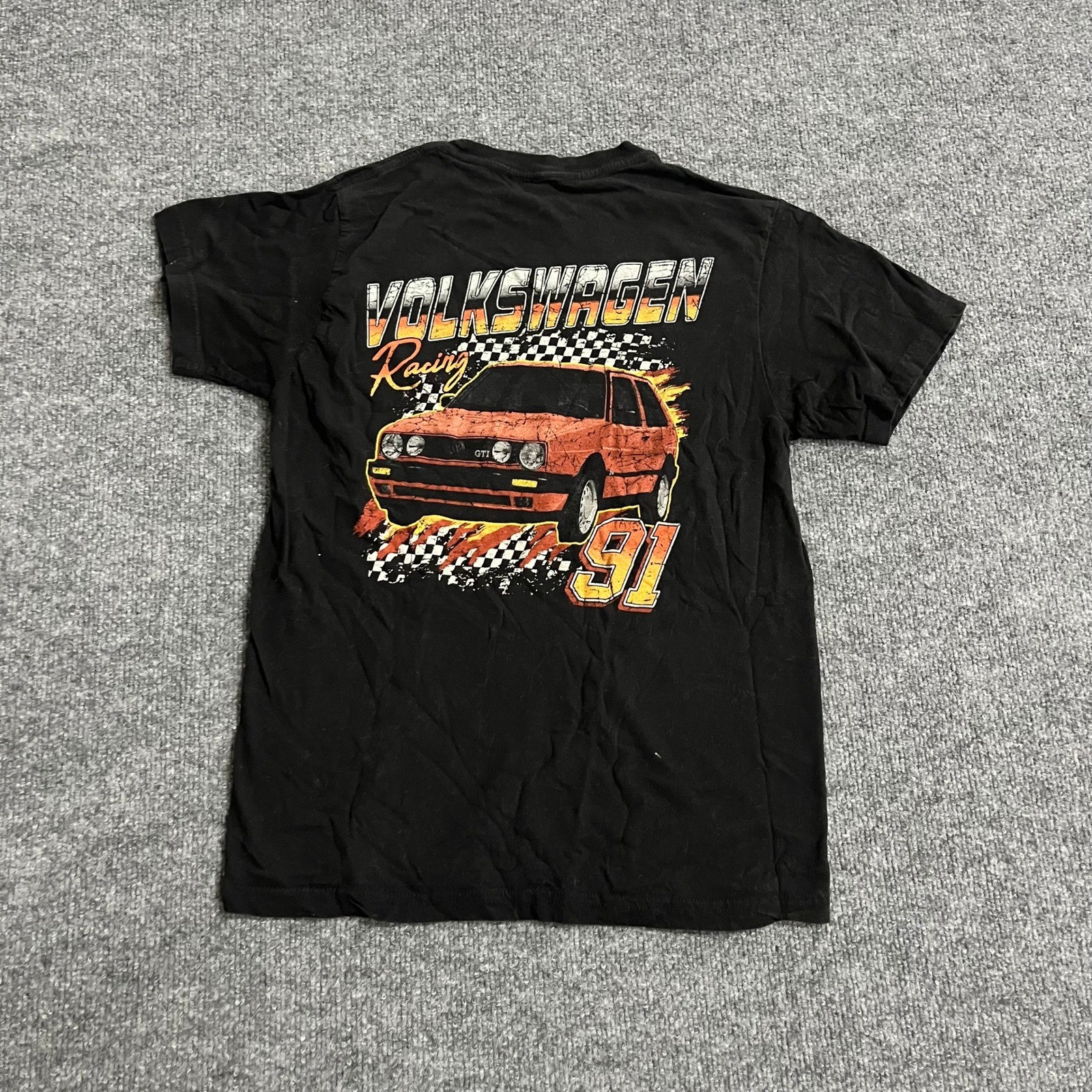 Volkswagen T-Shirt Mens Size S Black Racing GTI Graphic Short Sleeve Cotton