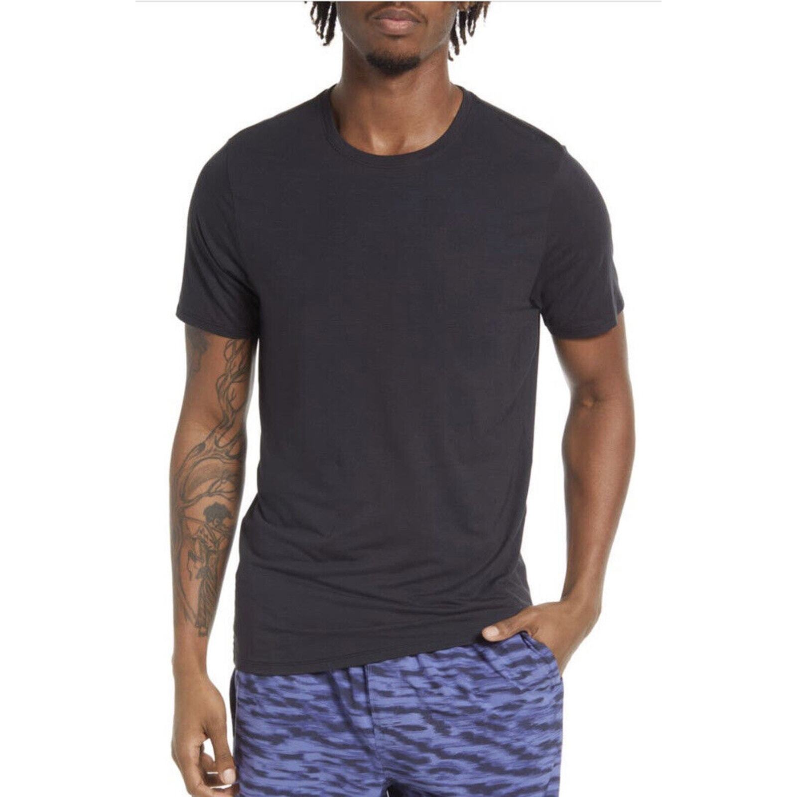 Zella Crewneck Micro modal Spandex Short Sleeve Men T-Shirt Black Size XL gallery
