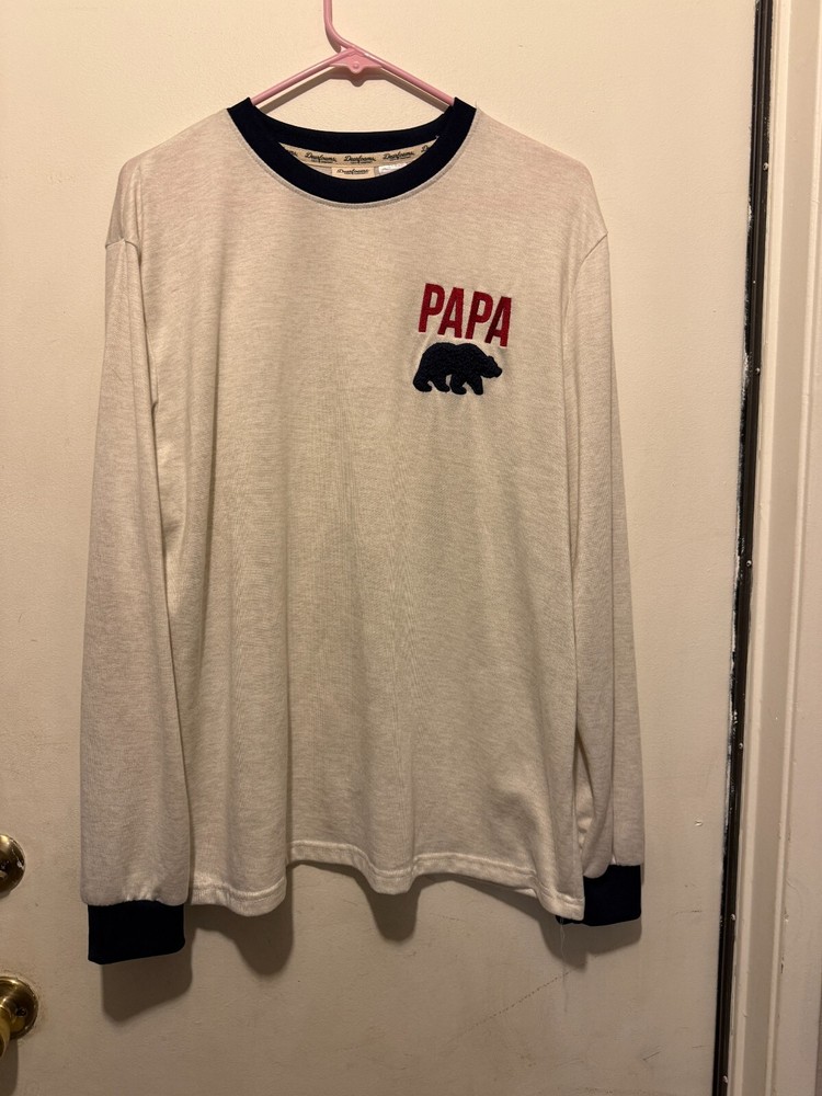 Papa Bear Buttery Soft! Dearfoams Men’s L Ivory/Navy Night Shirt Soft (161)