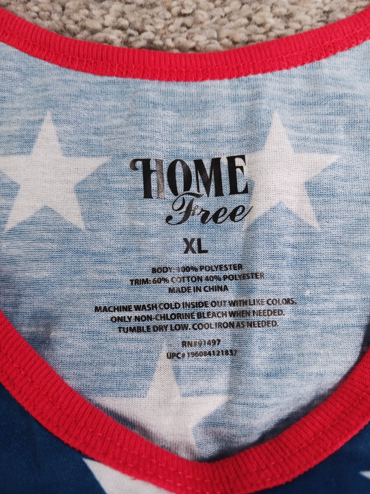 Home Free XL Mens Tank Top T-Shirt Blue Star Texas All Over Print Cotton NWOT gallery