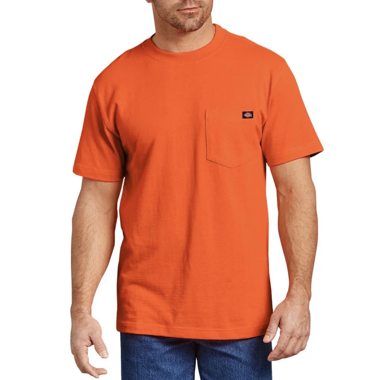 Mens Dickies Neon Orange Heavyweight Pocket Work Tee Shirt XXL Short Sleeve New