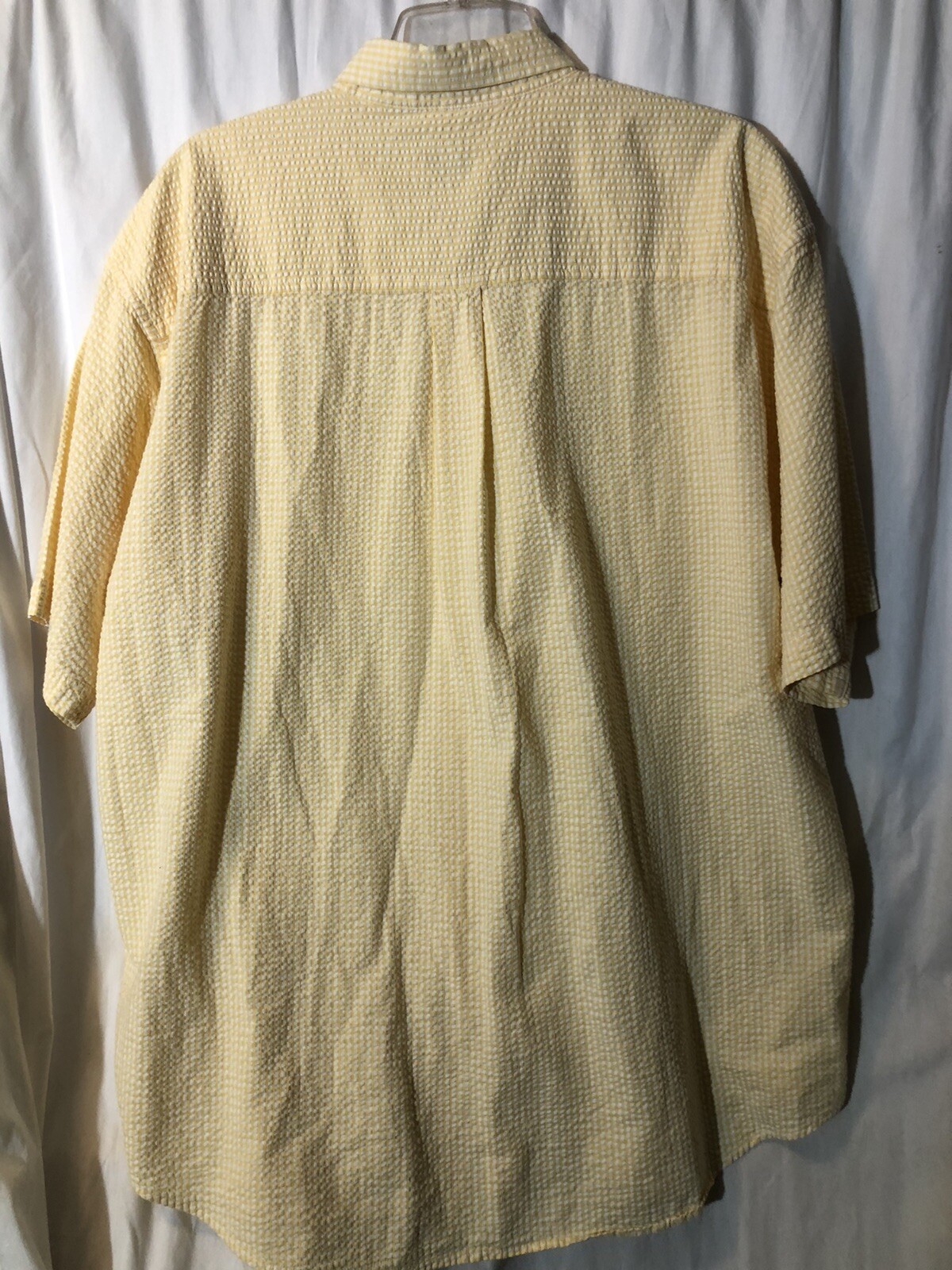 Mens Izod XL Yellow Shirt Button Front Short Sleeve Shirt Tail Hem gallery