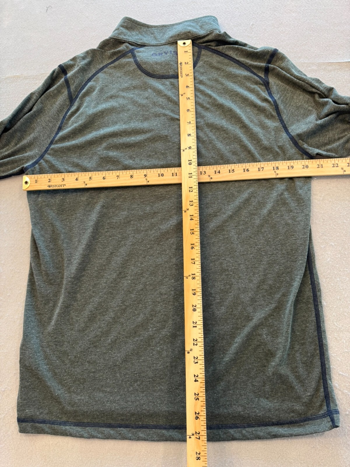 ORVIS Shirt Men's Medium Green 1/4 Zip Pullover Stand Collar Knit Outdoor Layer gallery
