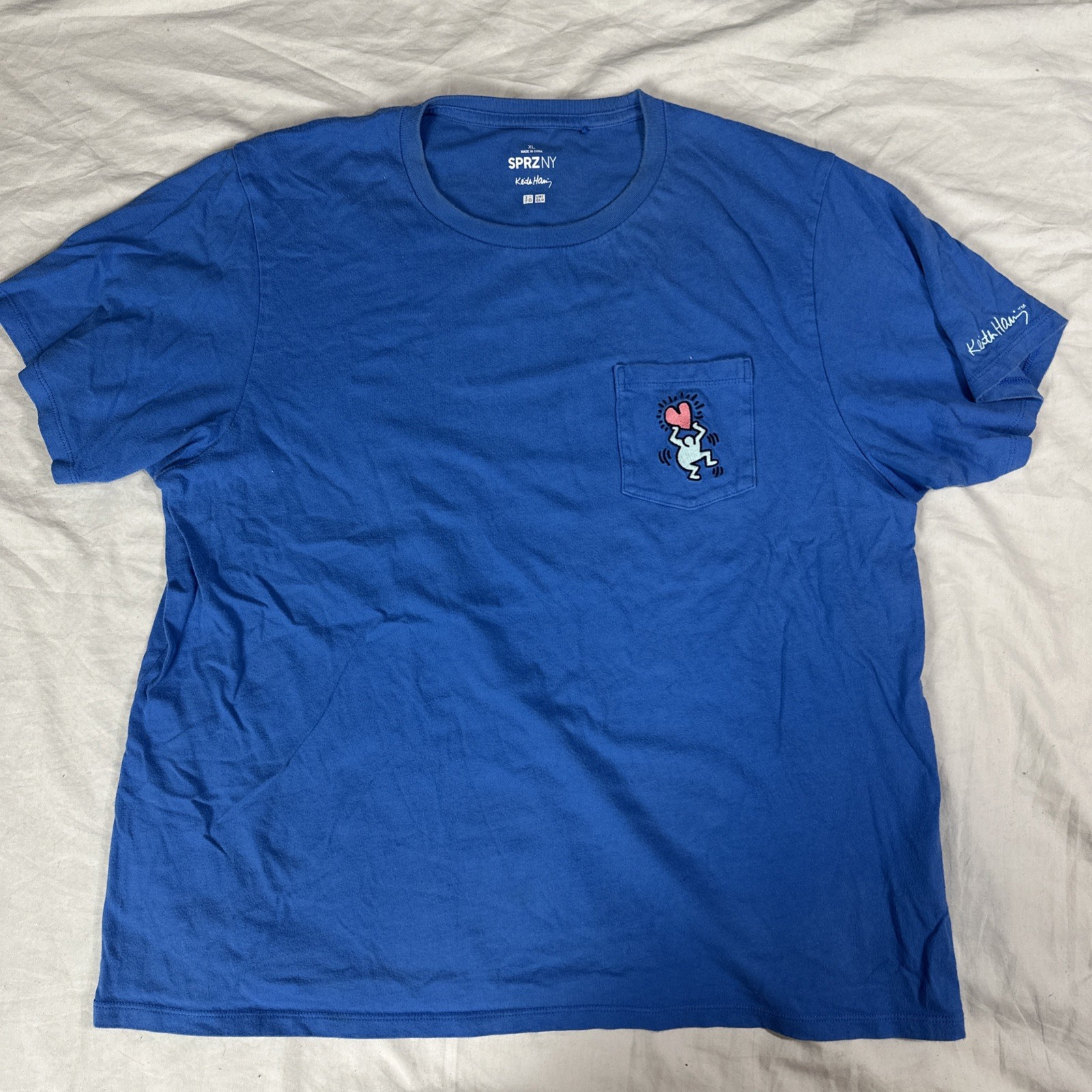 Uniqlo x Keith Haring Shirt Adult L Blue Short Sleeve Crew Neck SPRZ NY Pop Art gallery