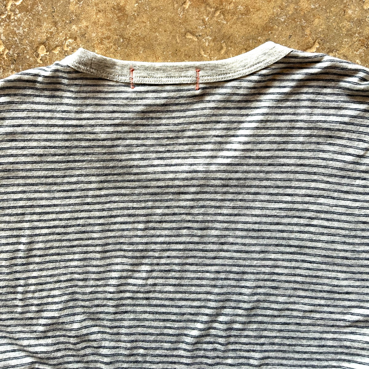 Faherty Vintage Chambray Tee T Shirt Men's XL Silver Sea Grey Striped $78 NWT gallery