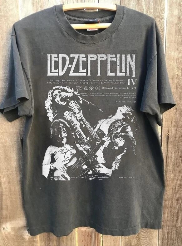 LED ZEPPELIN rock tour concert Poster short sleeve charcoal Unisex shirt gallery