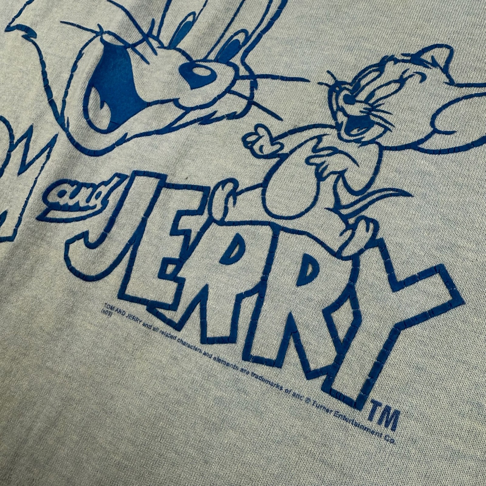 Vintage Tom and Jerry Ringer T-Shirt Mens M Blue Cartoon Thunder Creek USA Made gallery