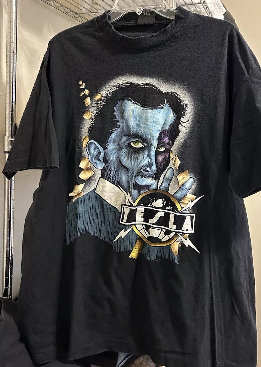 Vintage 1992 Tesla Psychotic Supper Pushead Tour Shirt Tee XL 90s Giant Tee Jays gallery