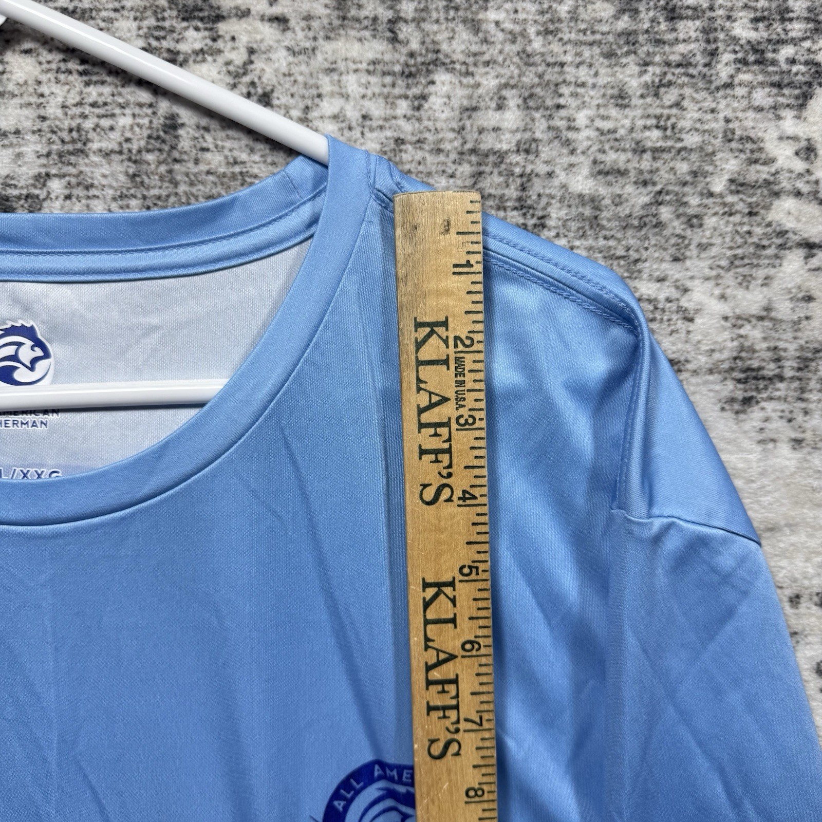 ALL AMERICAN FISHERMAN Performance Fishing Sun Shirt Wicking Blue Mens 2XL gallery