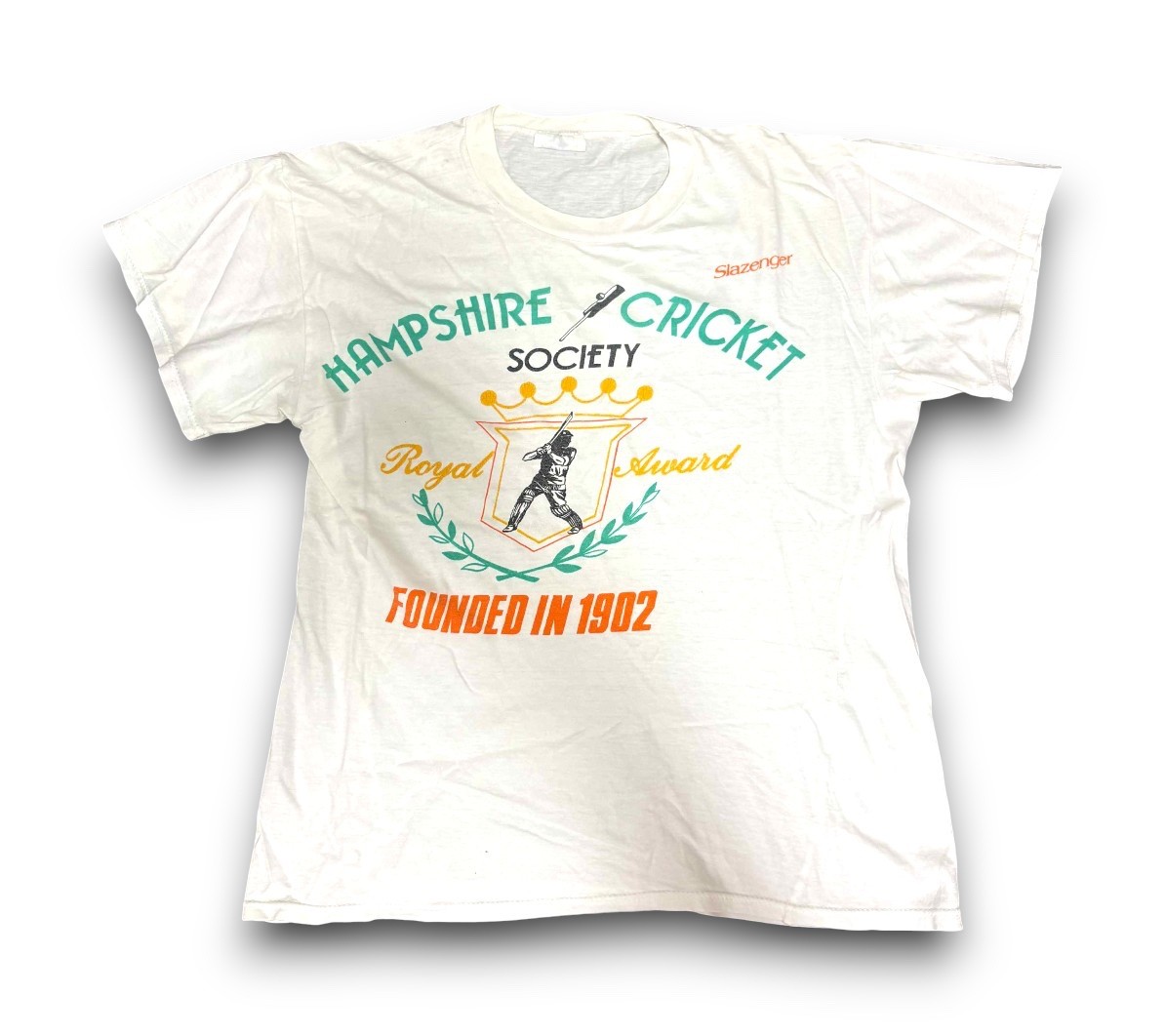 Slazenger Hampshire Vintage T-shirt Tee Cricket Society White UK Mens S 70s 80s gallery